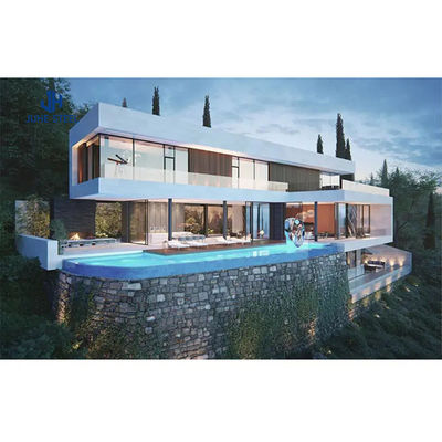 Vorgefertigte Villa mit Keramikfliesen Boden Modernes Design Hotel Leichtgewicht Stahlstruktur
