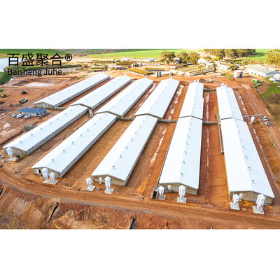 ISO9001 2008/CE/BV Zertifizierte moderne Geflügelfarm Leichtstahlkonstruktion Hühnerhaus