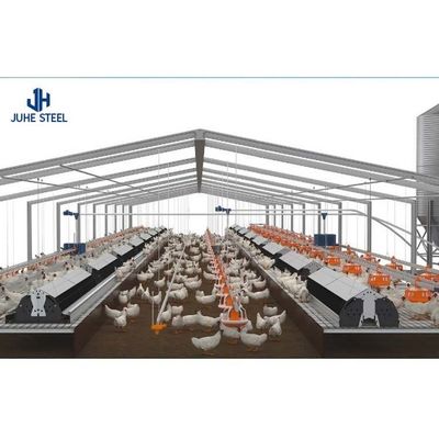 Langfristige Gitterstruktur Vorgefertigtes modernes Gewächshaus Schuppen für Broiler Hühnerzucht